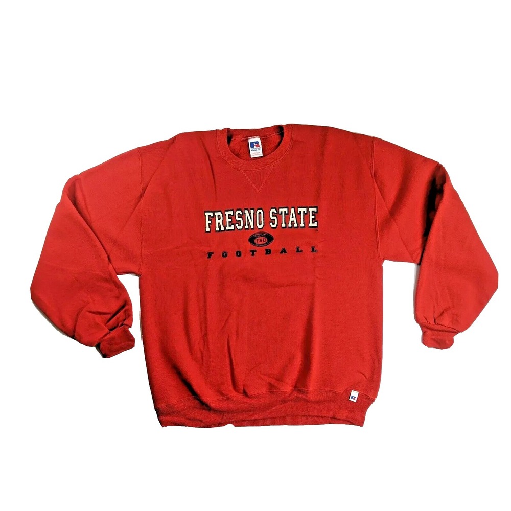 Vtg Russell Athletic Fresno State Football Spellout‎ Pullover Sweatshirt  Large
